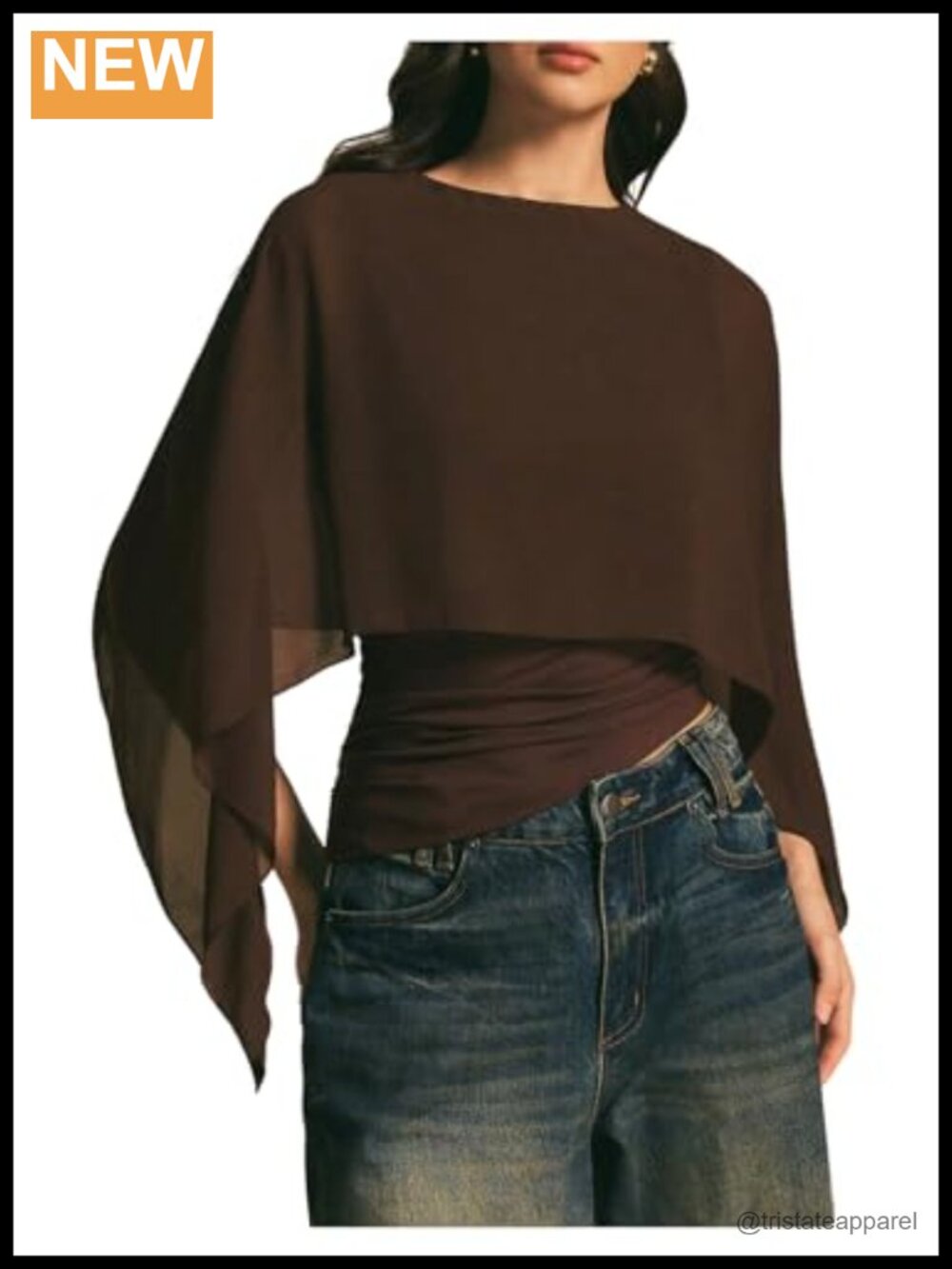 Women's Asymmetrical Sheer Mesh Top 2-in-1 Layered Blouse